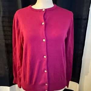 NWT LANDS END Elegant Fuchsia Cardigan Sweater